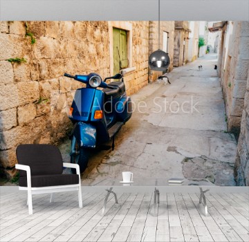 Picture of Retro Scooter for hipsters on the streets of Croatia and Montenegro A small malotrade moped